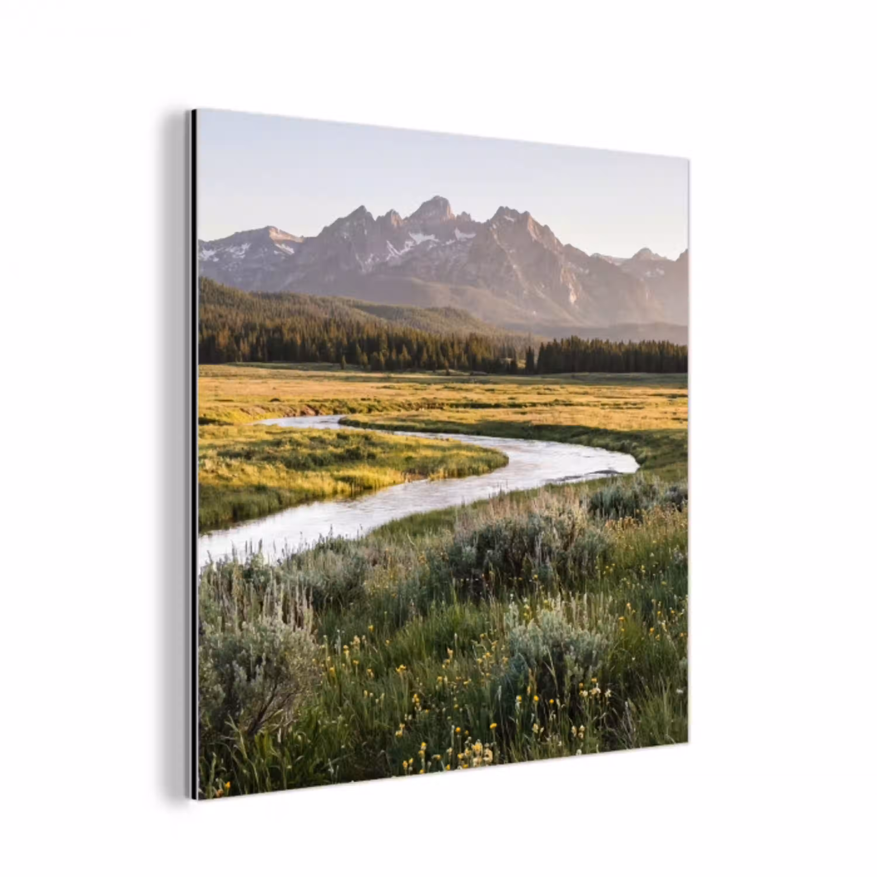 Berglandschap - Rivier - Bos aluminium wit klein -3d