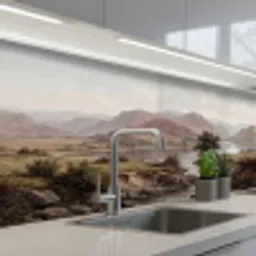 Berglandschap - Meer - Bergen - Vallei - Klassiek keuken achterwand 2 middel -3d_schuin