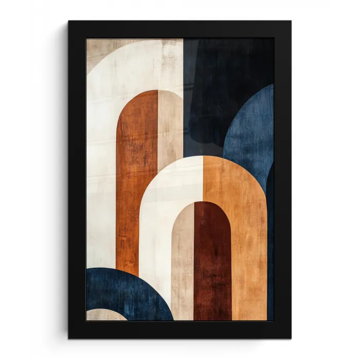 Abstract - Vormen - Donkerblauw fotolijst zwart zonder passe partout klein -3d