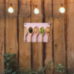 Ingrediënten - Lepels - Hout - Roze tuinposter los doek klein -sfeer1