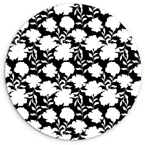 Silhouet - Bloemen - Wit - Zwart Wandcirkel plexiglas klein 852 -3d