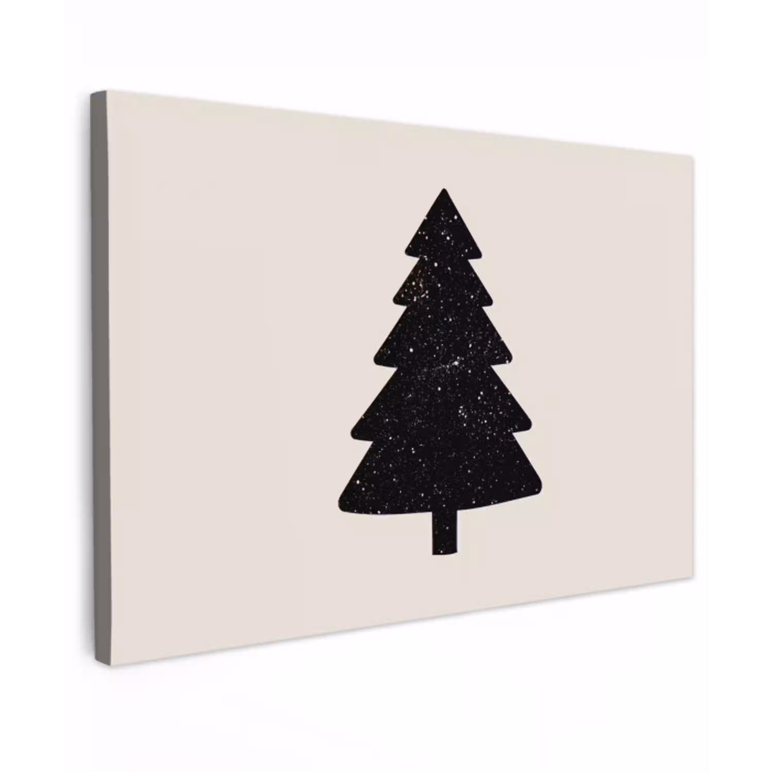 Kerstboom - Zwart - Feestdagen - Beige Tuinposter op houten frame 2 cm dik klein -3d