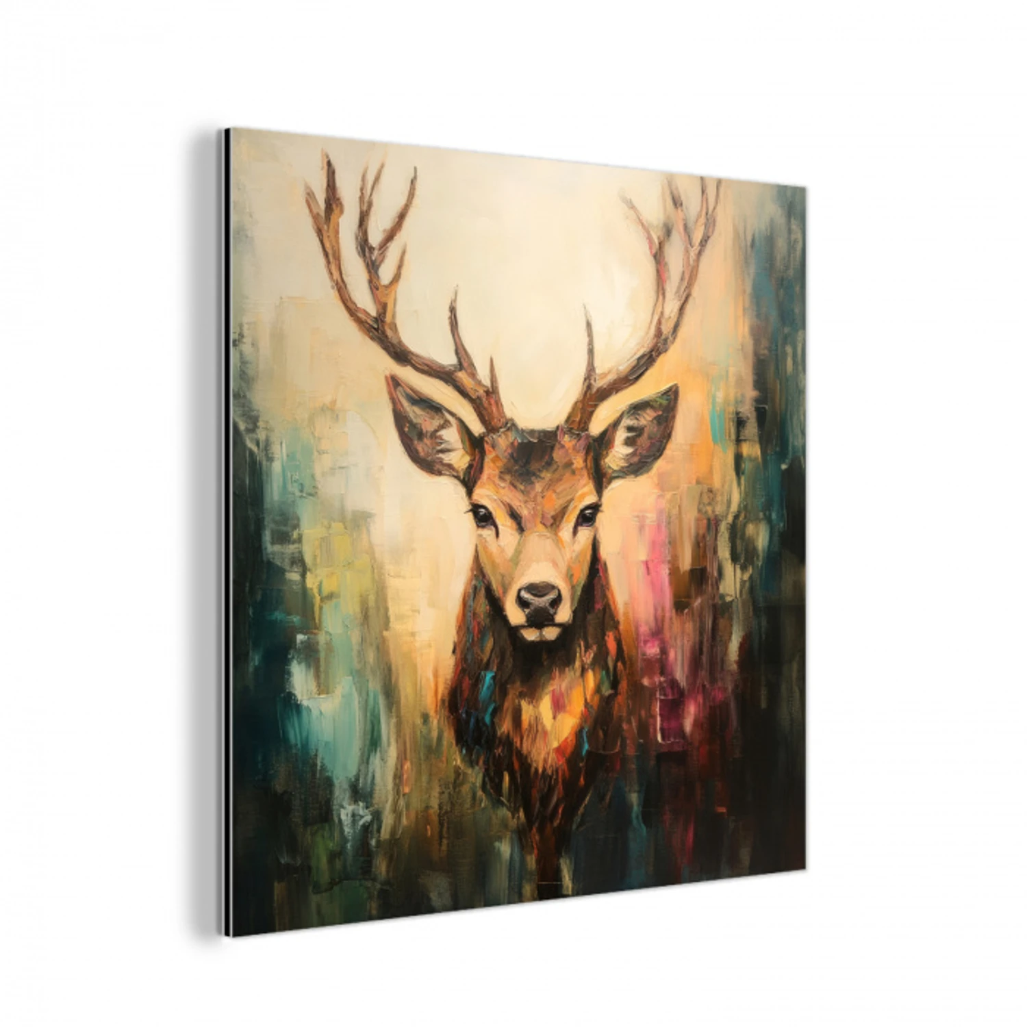 Hert - Geverfd - Gewei - Bruin aluminium wit klein -3d