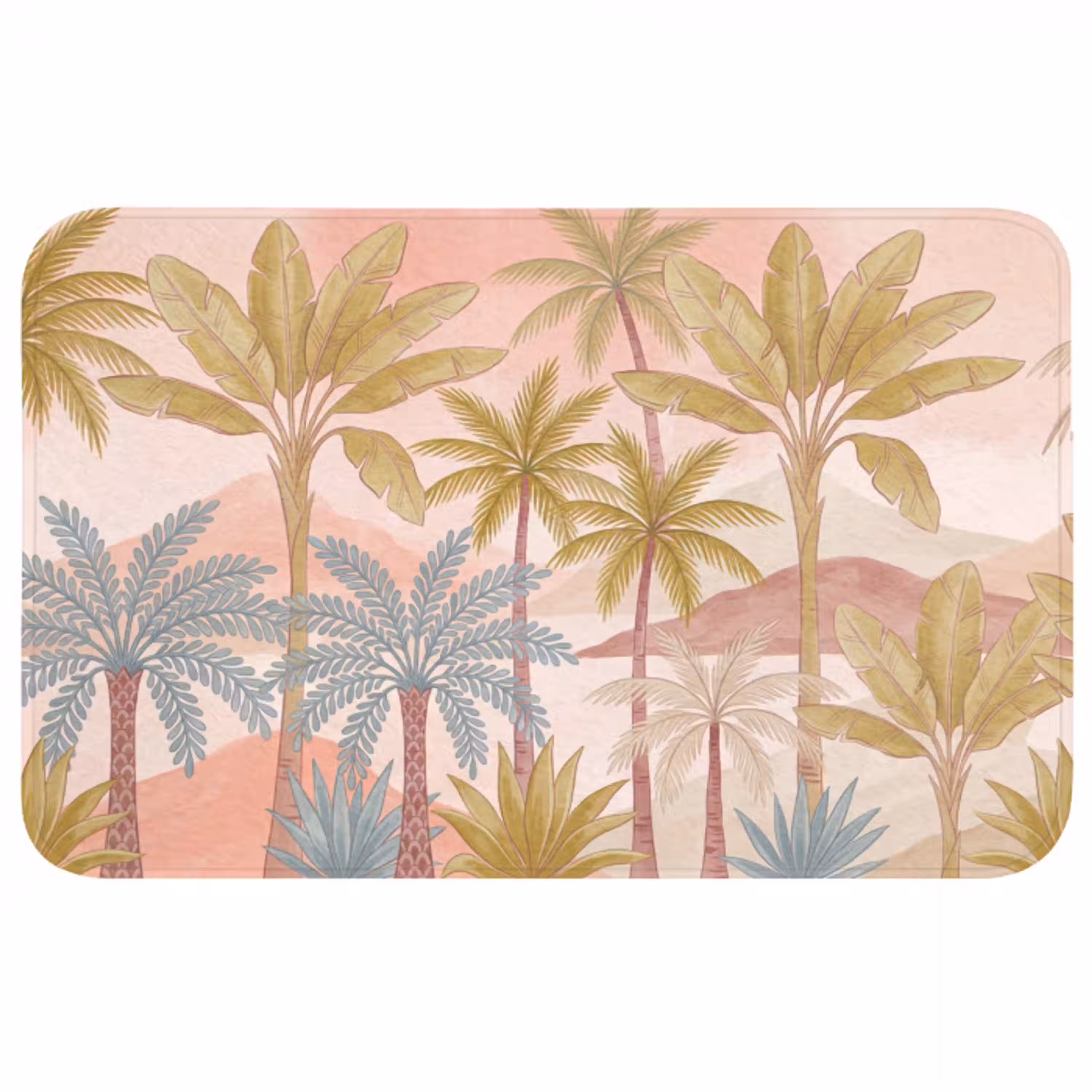 Illustratie - Palmbomen - Kleurrijk Badmat middel -3d