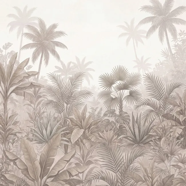 Behang - Jungle - Tropisch - Natuur -Vintage - Beige