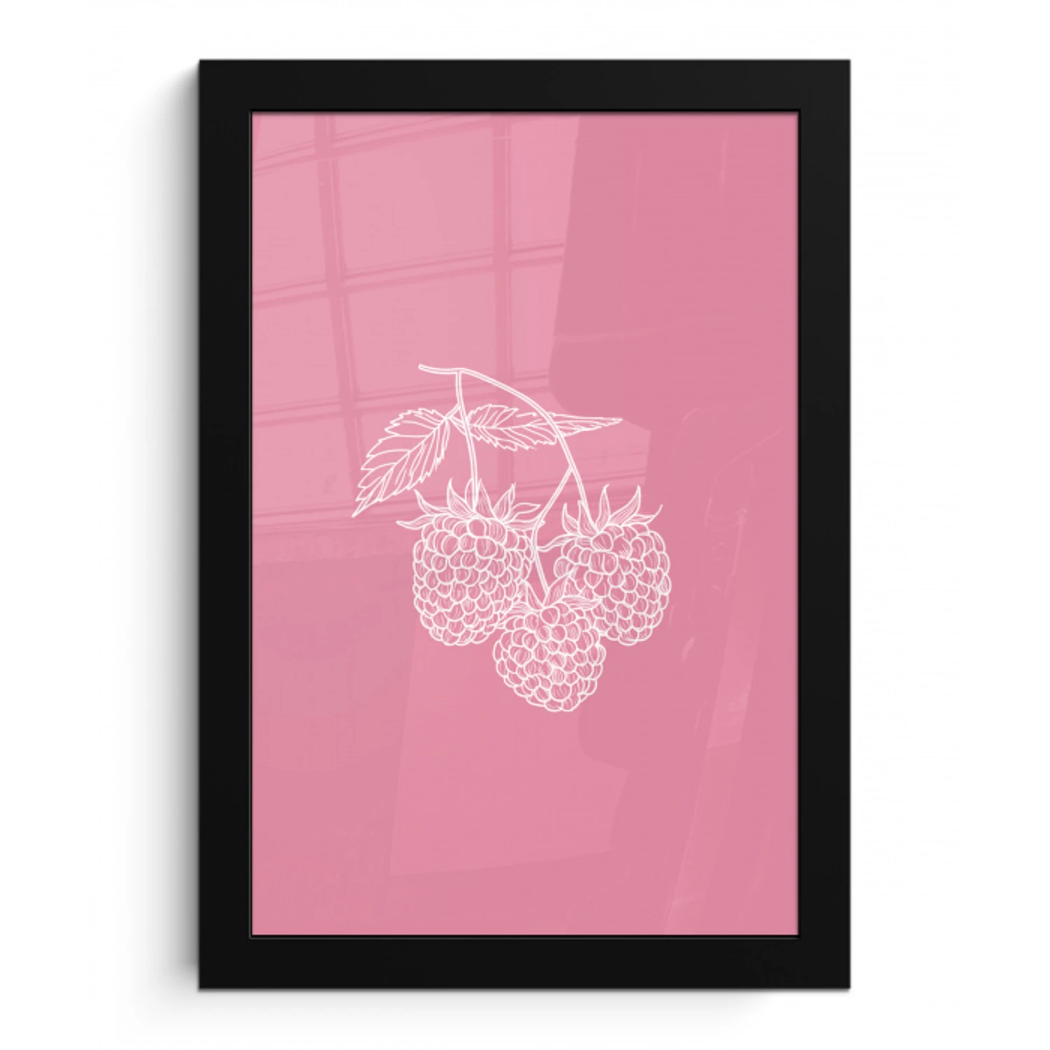 Frambozen - Steel - Getekend - Roze fotolijst zwart zonder passe partout klein -3d