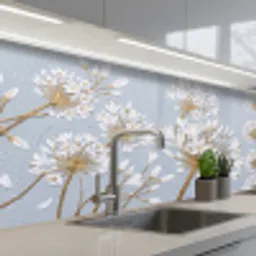 Illustratie - Bloemen - Blauw keuken achterwand 2 middel -3d_schuin