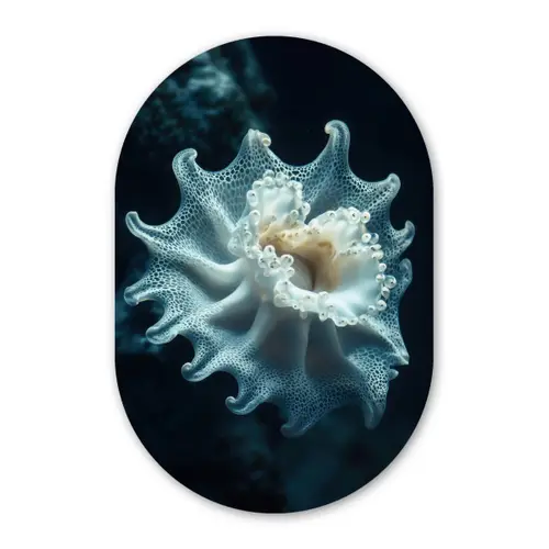 Zeewezen - Wit - Golven - Water Wandcirkel Ovaal Forex klein -3d