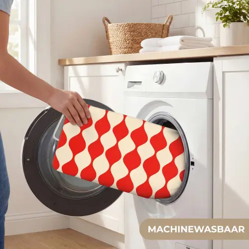 Golvend patroon - Retro - Rood - Beige Badmat klein 997 -USP_WasbaarNL