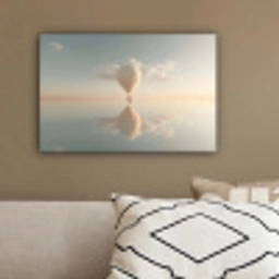 Luchtballon - Wolken - Water - Blauw canvas 2cm klein -sfeer3
