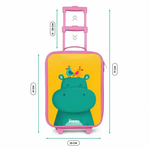 Nijlpaard - Vogels - Geel Kinderkoffer - Roze klein -productfoto_formaten
