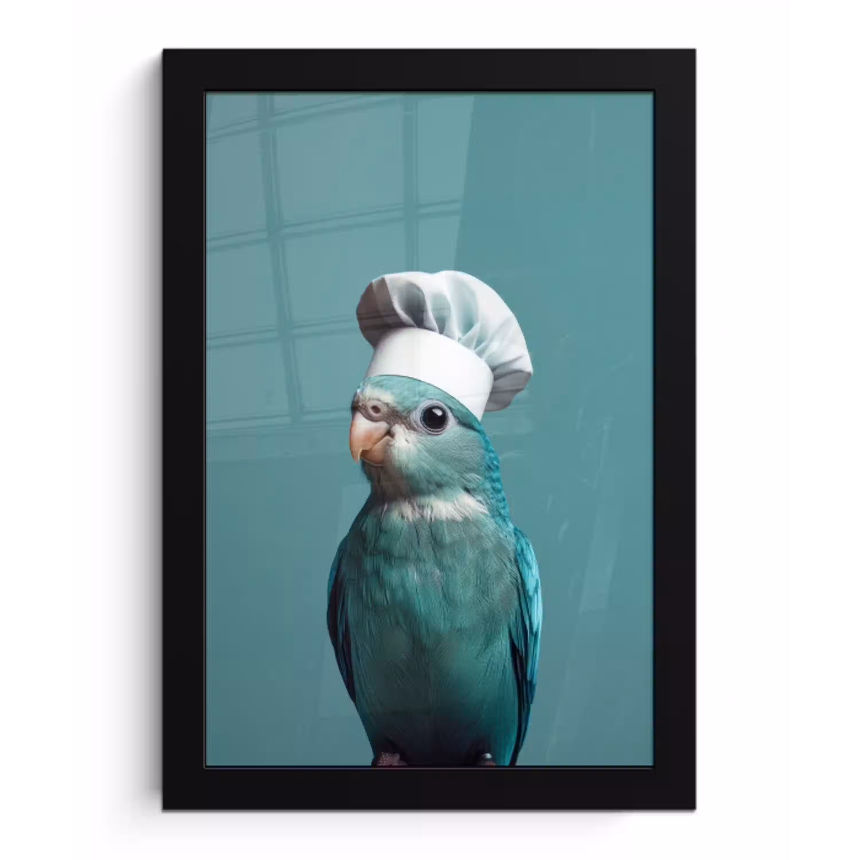 Parkiet - Vogel - Koksmuts - Cute fotolijst zwart zonder passe partout klein -3d
