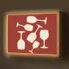 Wijnglazen - Silhouetten - Wit Light Box met batterij (Wandlamp) middel -z3d_website