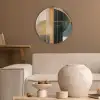 Abstract - Goud - Brons - Groen - Vormen - Modern Akoestische PET Vilt - Rond klein -sfeer1