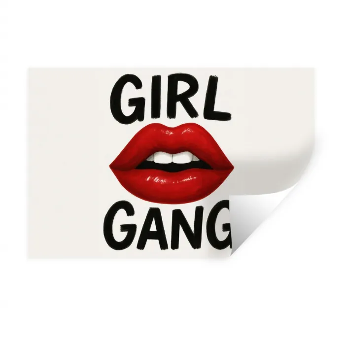 Lip - Girl - Rood - Letters Muursticker klein -3d