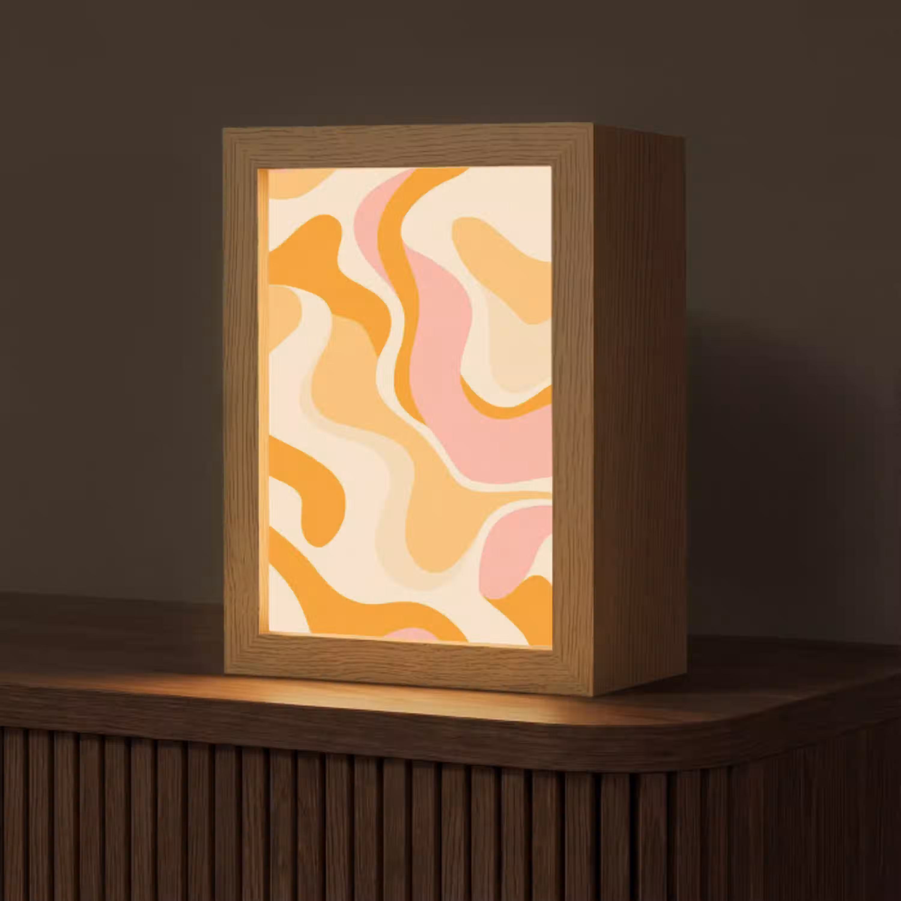 Abstract - Golvend - Oranje Light Box met kabel (Tafellamp) klein -z3d_website