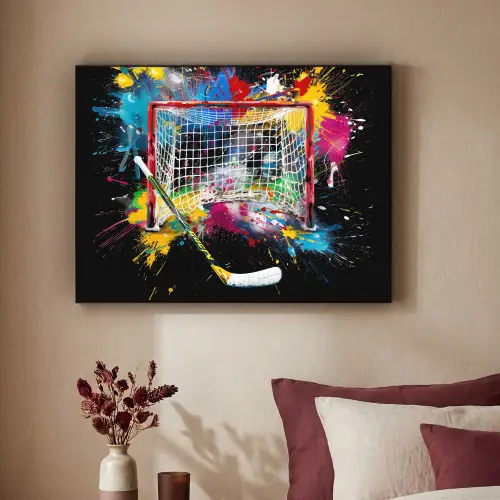 Graffiti - Sport - IJshockey - Hockey goal Textielframe zwart klein -sfeer1