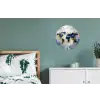Wereldkaart - Blauw - Abstract Wandcirkel aluminium klein -slaapkamer
