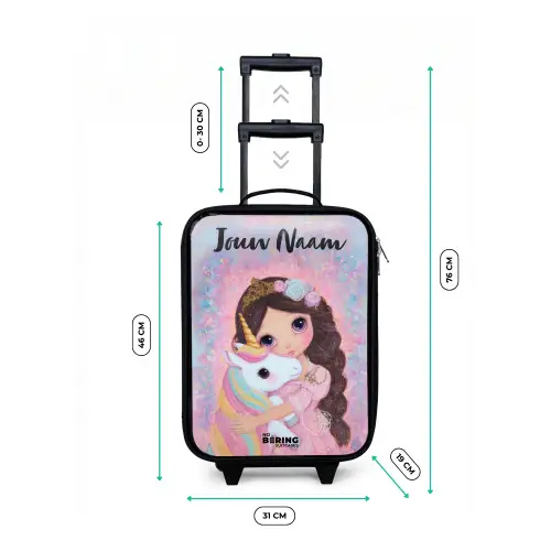 Meisje - Eenhoorn - Glitter Kinderkoffer - Zwart klein -productfoto_formaten