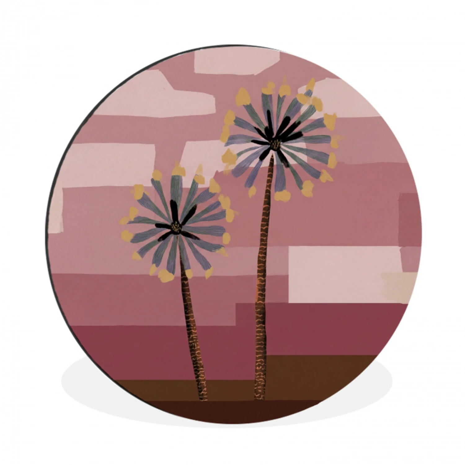 Illustratie - Bloemen - Vlakken - Abstract Wandcirkel aluminium klein -3d