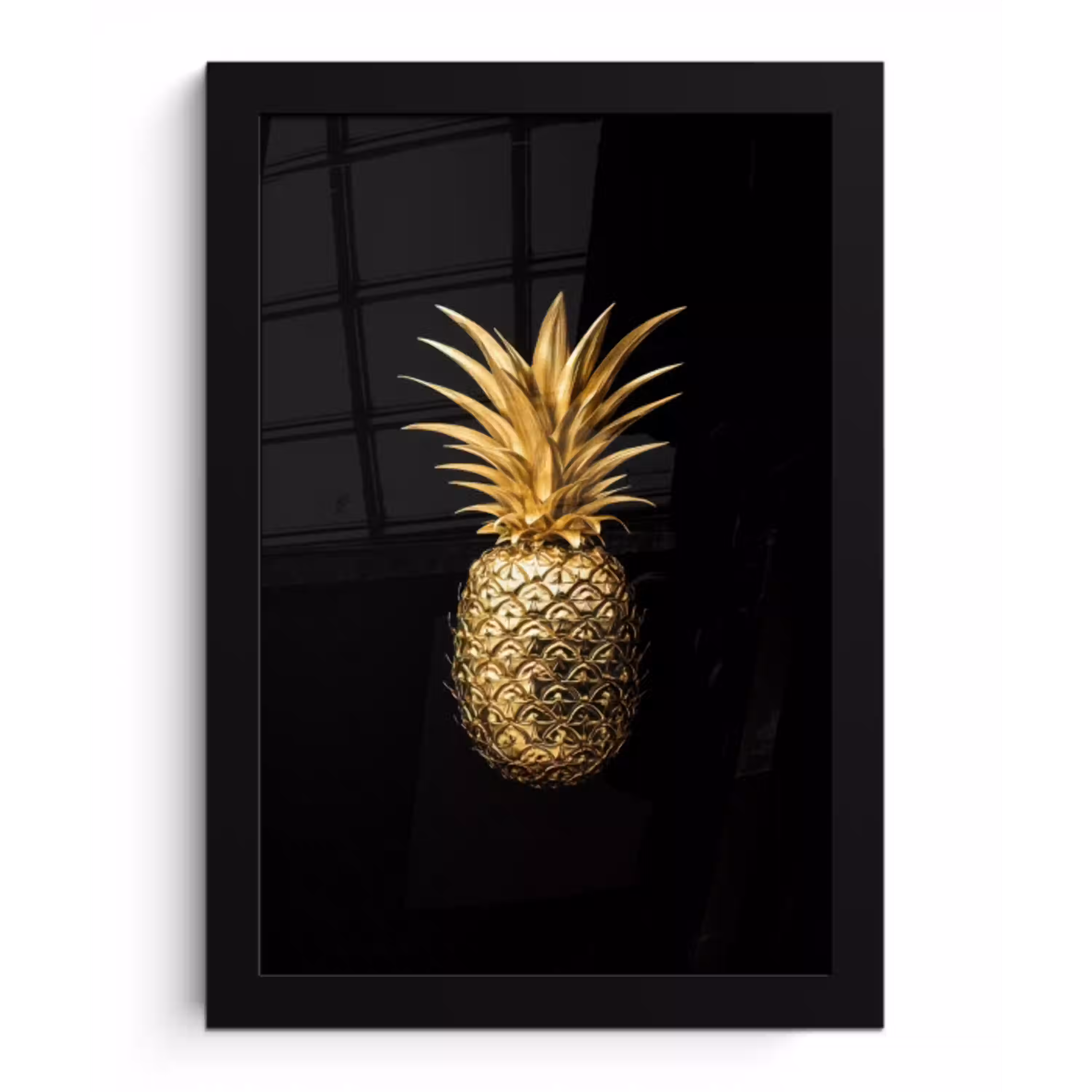 Ananas - Zwart - Goud - Luxe fotolijst zwart zonder passe partout klein -3d