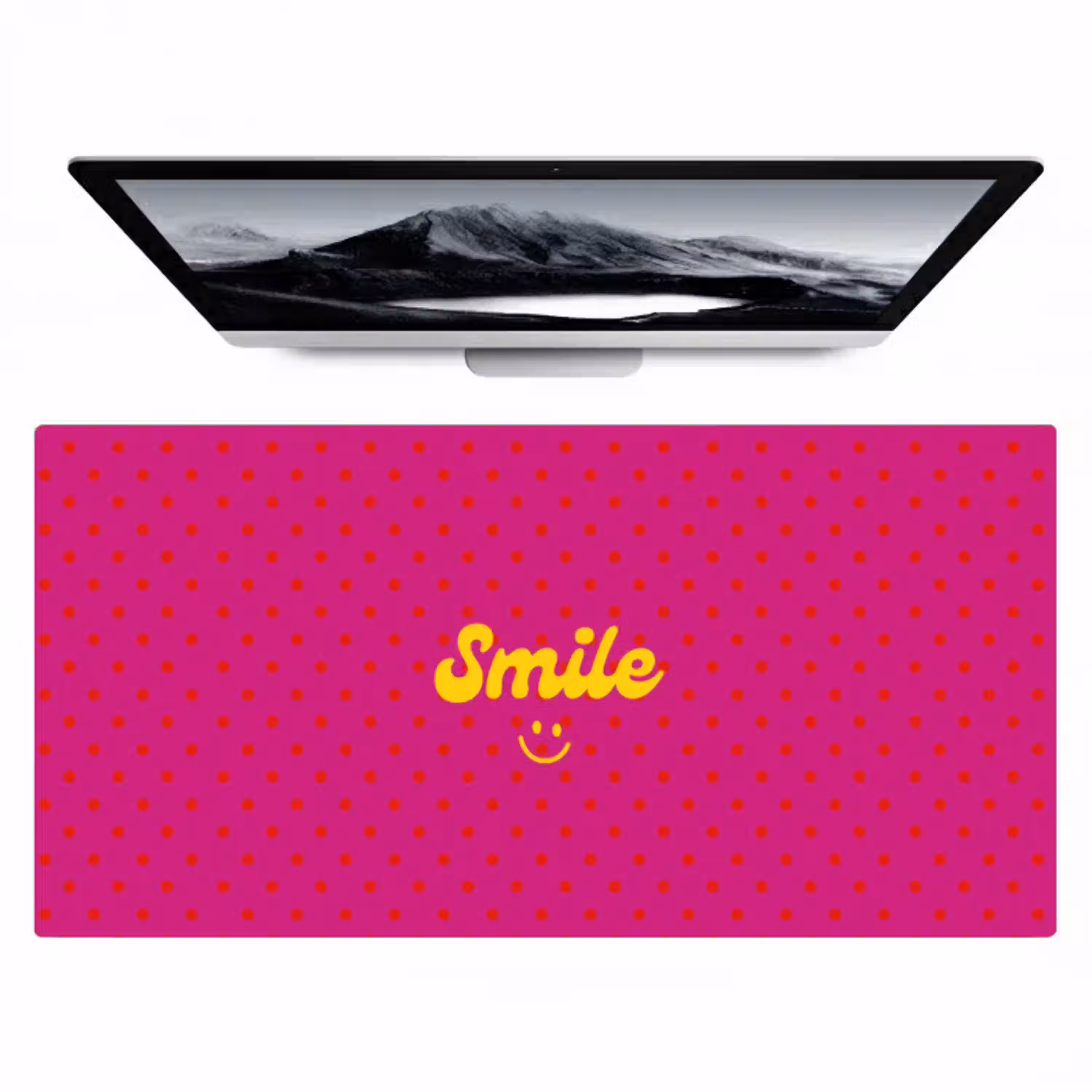 Smile - Stippen - Geel - Smiley - Roze Muismat XXL klein -zzz3d