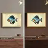 Blauw - Kieuwen - Vis - Illustratie Light Box met batterij (Wandlamp) middel -sfeer3