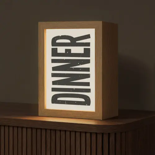 Eten - Vintage - Retro - Japandi Light Box met kabel (Tafellamp) klein -z3d_website