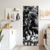 Springen - Paard - Zwart - Wit deurposter klein -sfeer5