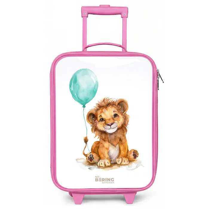 Leeuw met blauwe ballon Kinderkoffer - Roze klein -zz3dotto