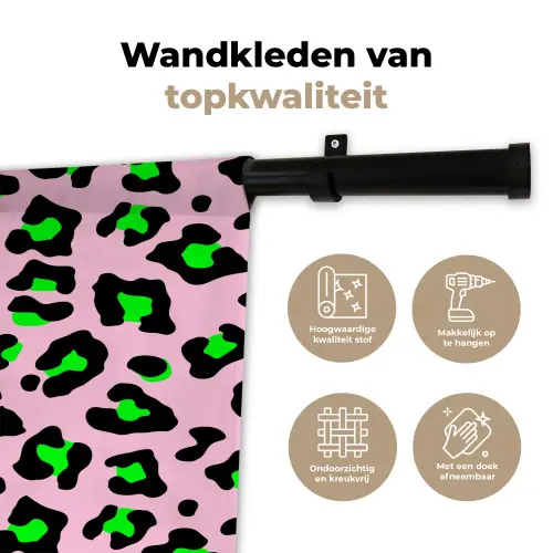 Neon - Panter - Roze - Groen Wandkleed katoen klein 269 -sfeer2