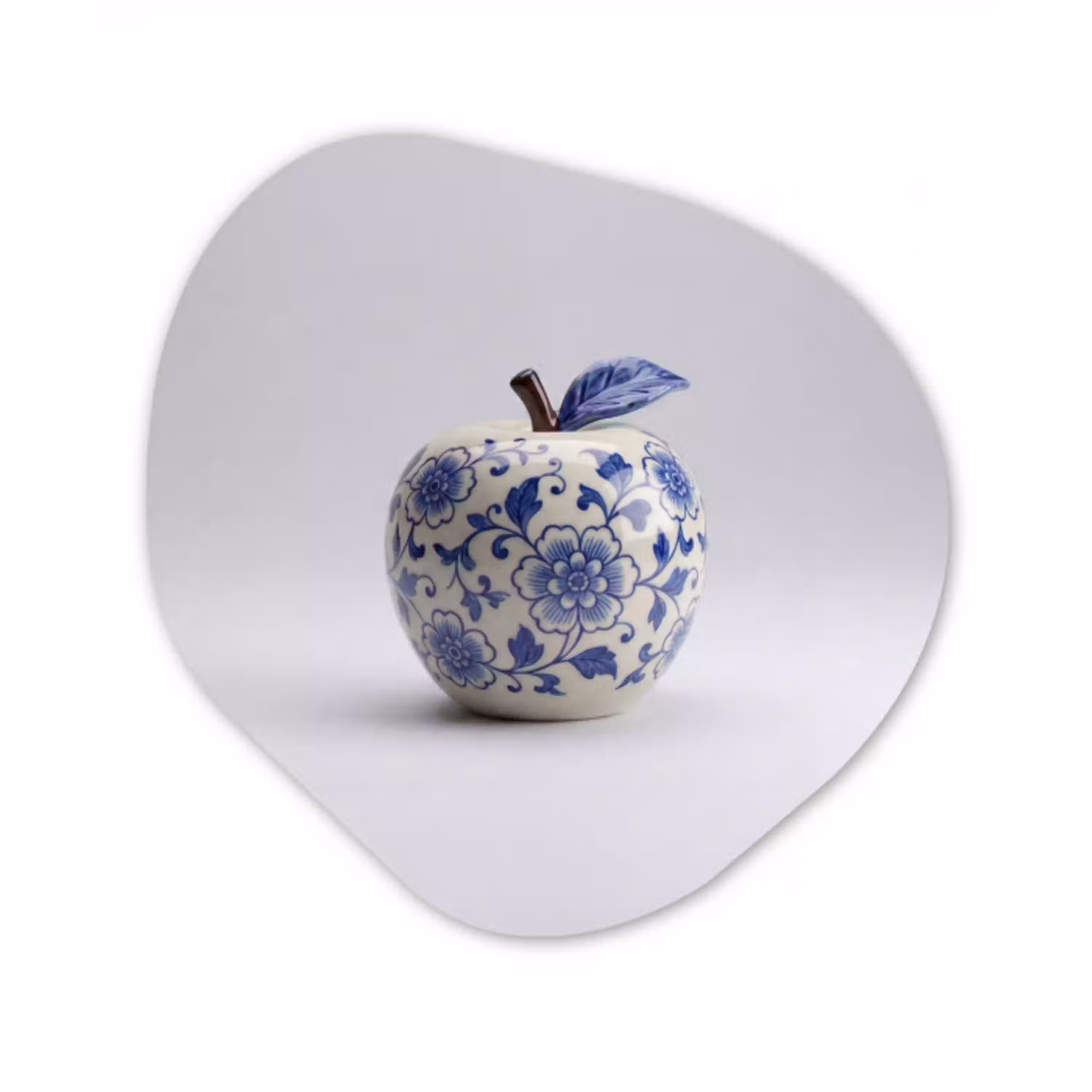 Appel - Blauw - Klassiek Wandcirkel Organisch Aluminium middel -3d