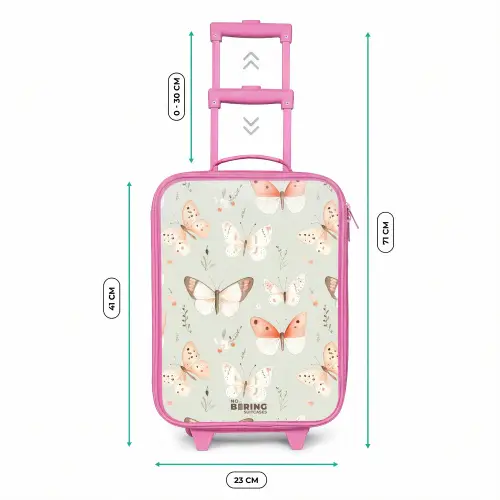 Vlinder patroon in zachte oranje en rode tinten Kinderkoffer - Roze klein -productfoto_formaten