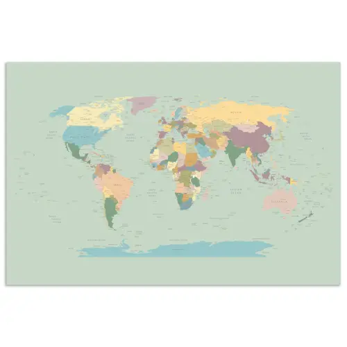 Wereldkaart - Realistisch - Kaart poster papier klein -3d