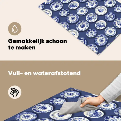 Borden - Floraal - Blauw Inductie beschemer met haakjes klein 777 -ky-schoon-nl