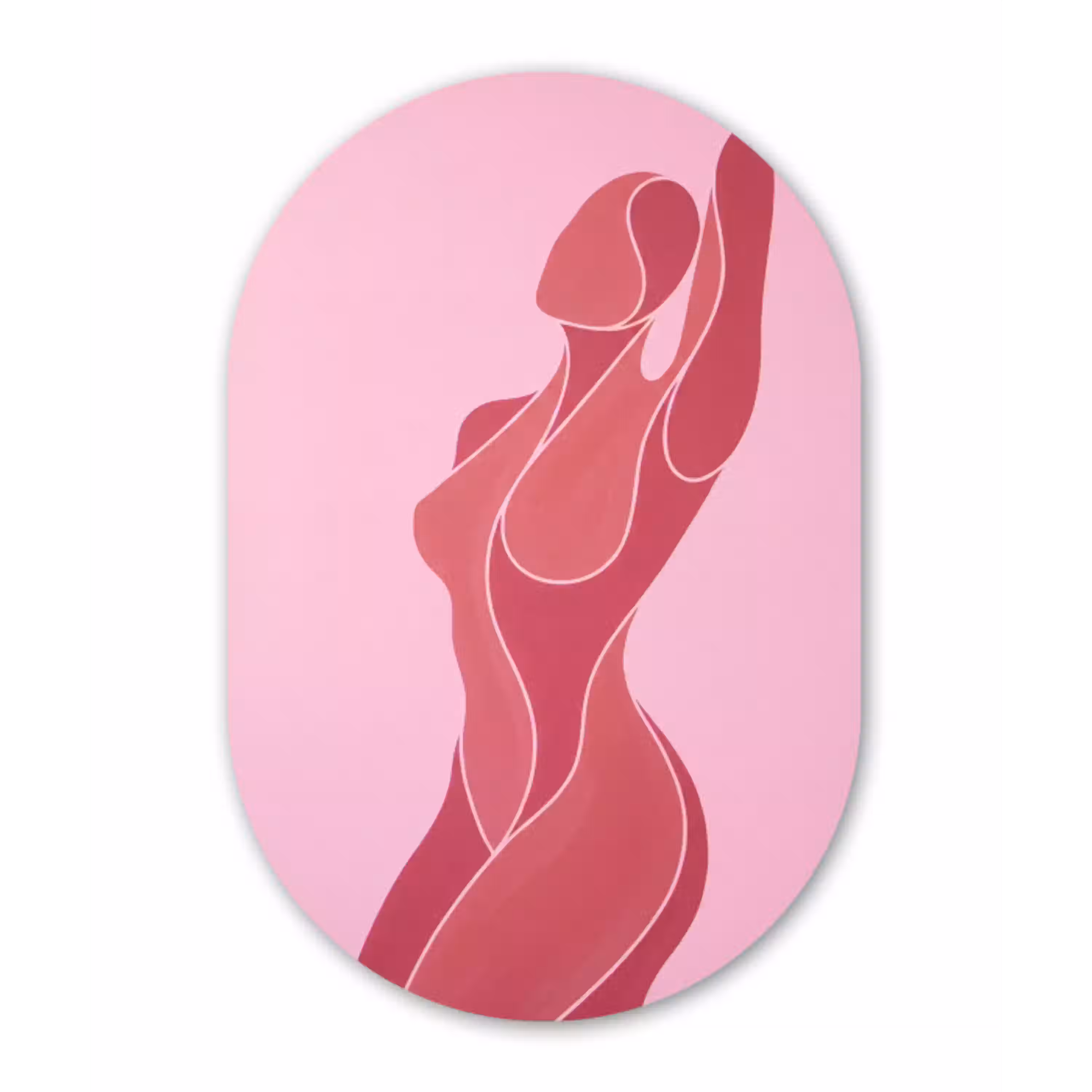 Vrouw - Lichaam - Abstract - Roze Wandcirkel Ovaal Aluminium middel -3d