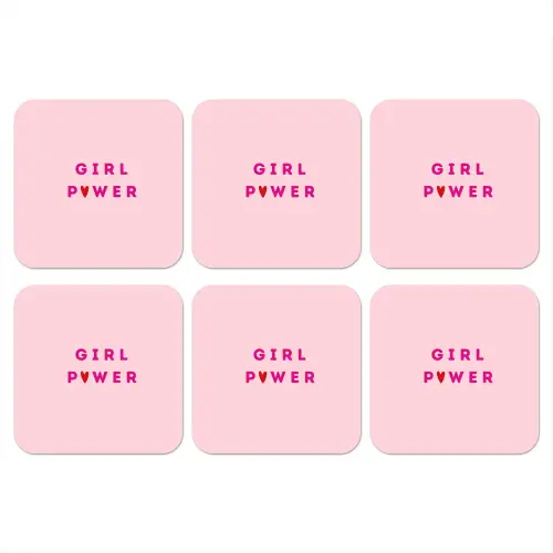 Girl power - Roze - Hartje onderzetter kurk middel -3d