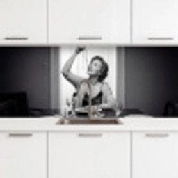 Vrouw - Spaghetti - Zwart - Wit keuken achterwand 2 middel -3d