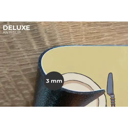 Illustratie - Bord - Bestek - Beige Placemat vinyl groot -closeup