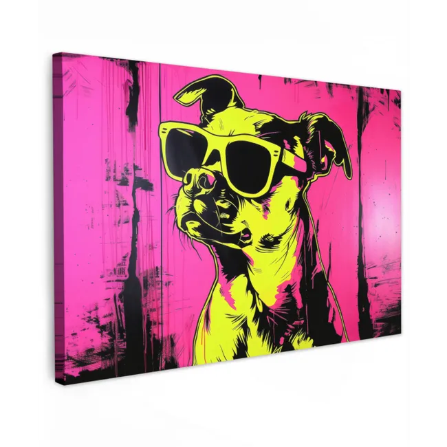 Hond - Zonnebril - Roze - Art canvas 2cm klein -z3d