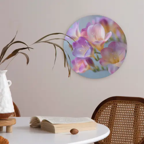 Bloemen - Paars - Overloop - Meeldraden Akoestische PET Vilt - Rond klein -sfeer3