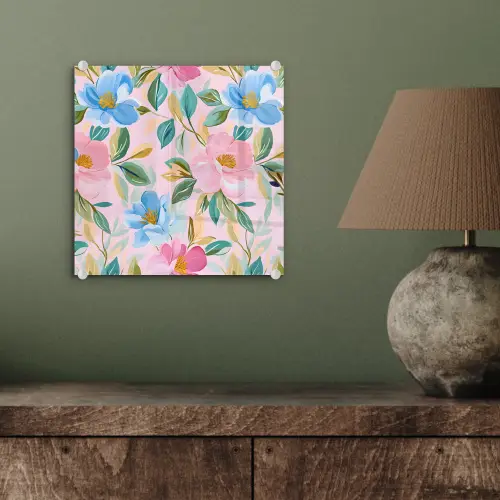 Blauw - Roze - Bloemen plexiglas 5mm klein -sfeer3