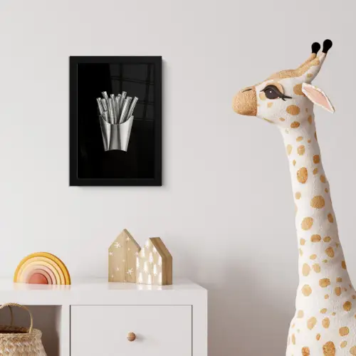 Frietjes - Futuristisch - Zilver fotolijst zwart zonder passe partout klein -usfeer4_kinderkamer