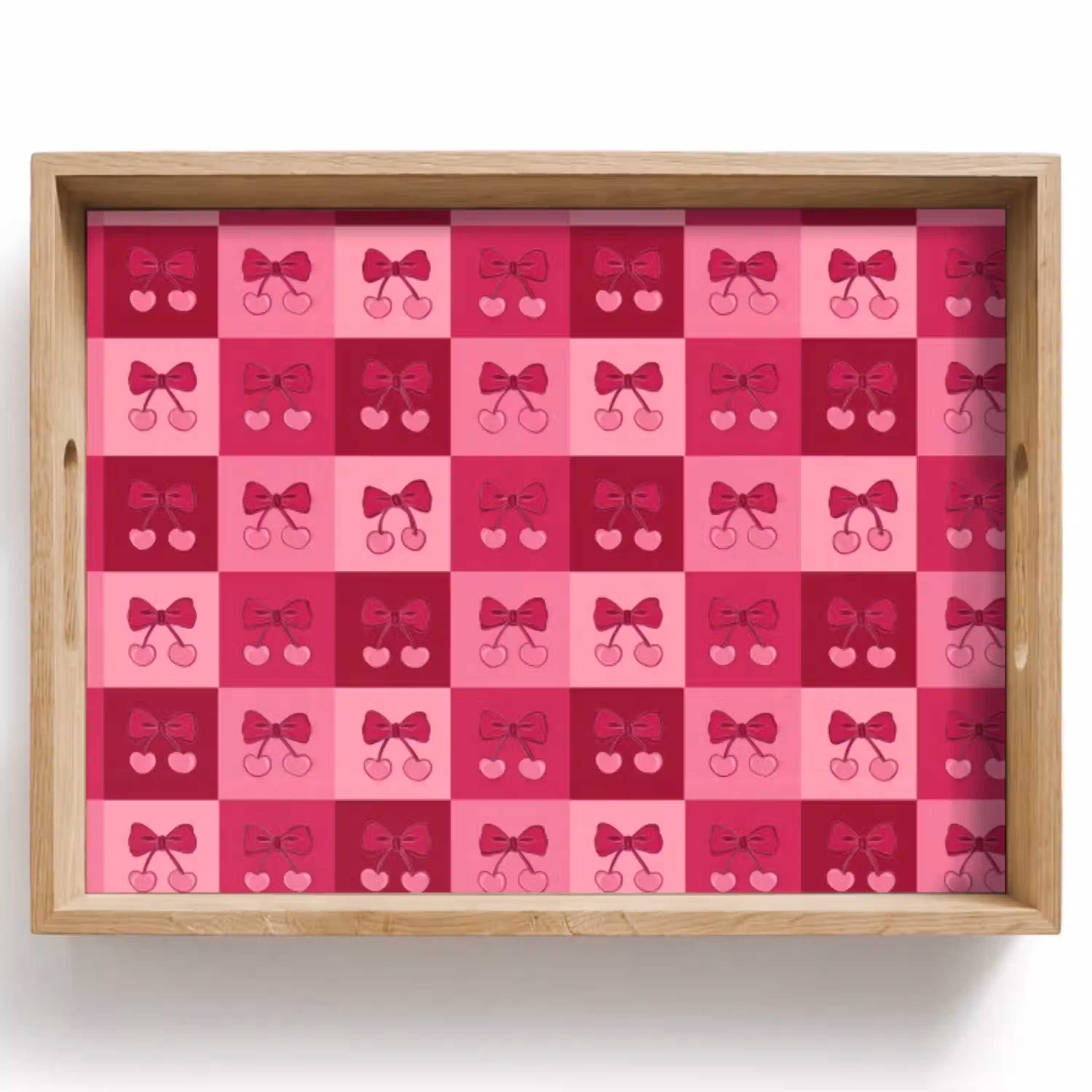 Kersen - Strikjes - Speels - Roze - Bordeaux Dienblad Rechthoek middel 911 -z3d_shopping