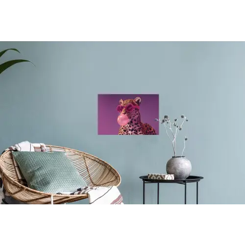 Panter - Zonnebril - Kauwgombel - Roze Muursticker klein -plant