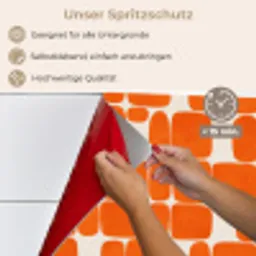 Patroon - Retro - Oranje keuken achterwand spatscherm klein 900 -spatscherm_DE