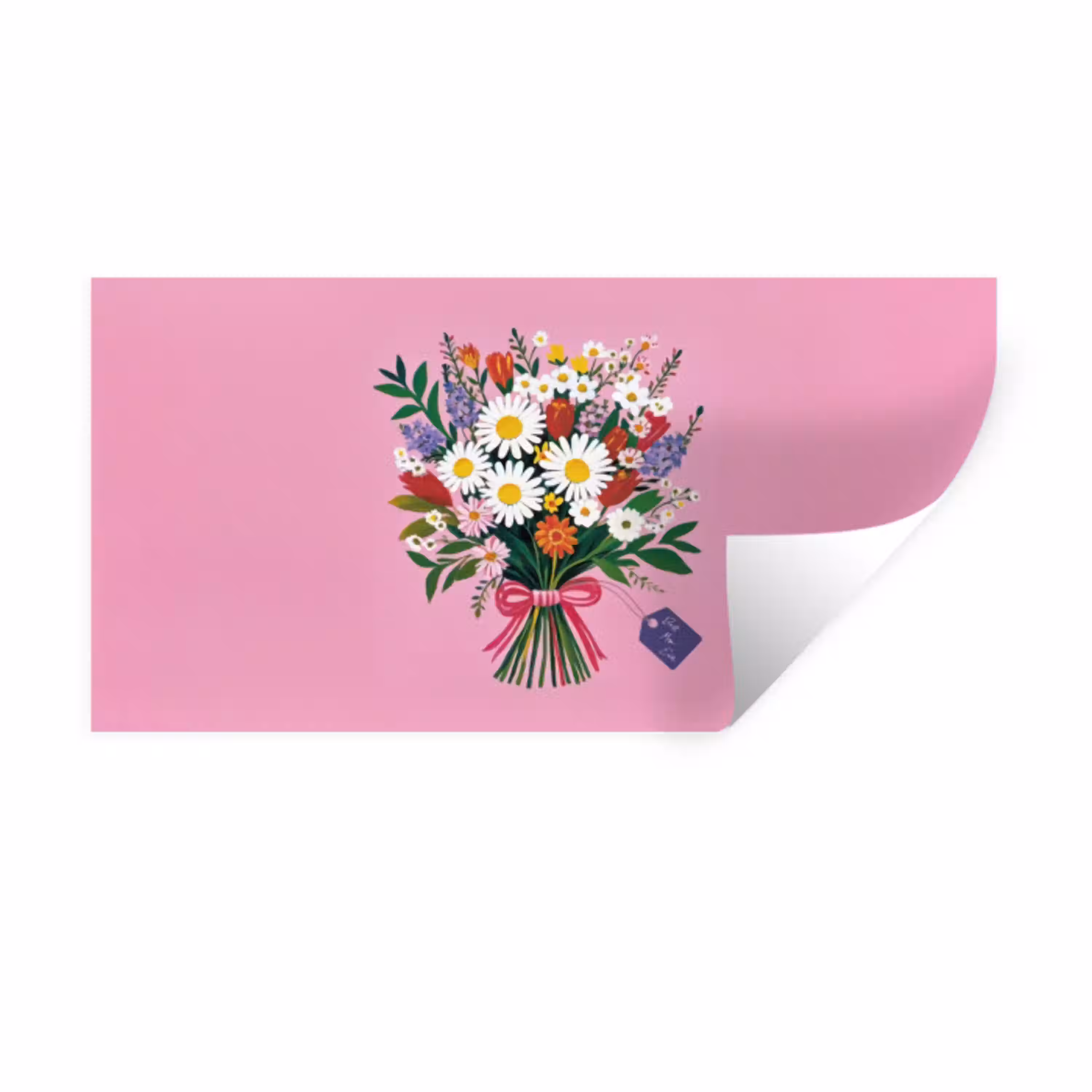 Bloemen - Quote - Kaartje - Kleurrijk Muursticker klein -3d