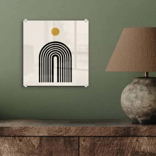 Minimalistisch - Zwarte boog - Gouden cirkel plexiglas 5mm klein -sfeer3