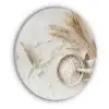 Bloem - Hout - Tarwe Akoestische PET Vilt - Rond klein -3d