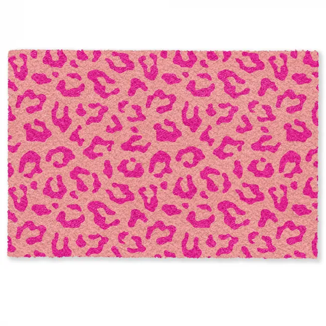 Gepersonaliseerde deurmat Panterprint - Roze - Dierenprint - Minimalistisch